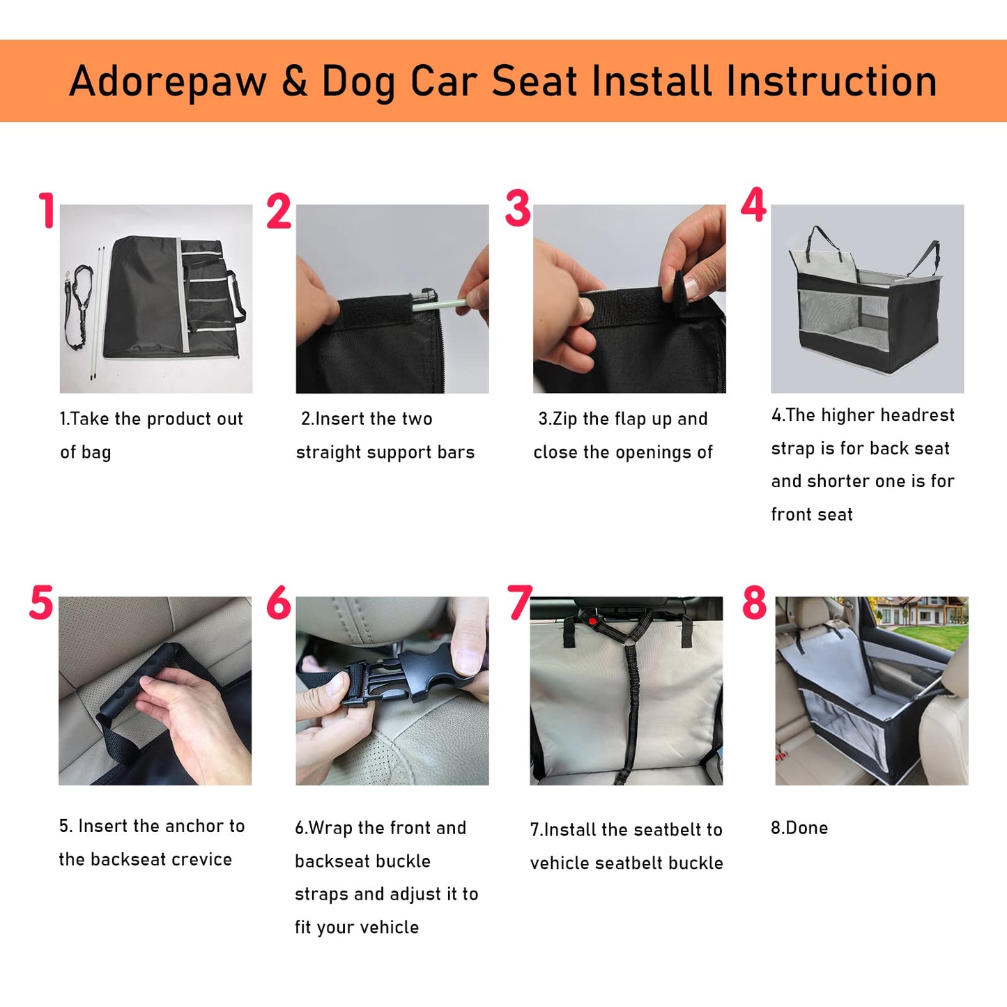 Adorepaw & Dog Car Seat for Large Dogs, Seat Extender for Car, Giving Your Pets a Comfortable Road Trip; Waterproof Materials Will Keeps Your Car Clean