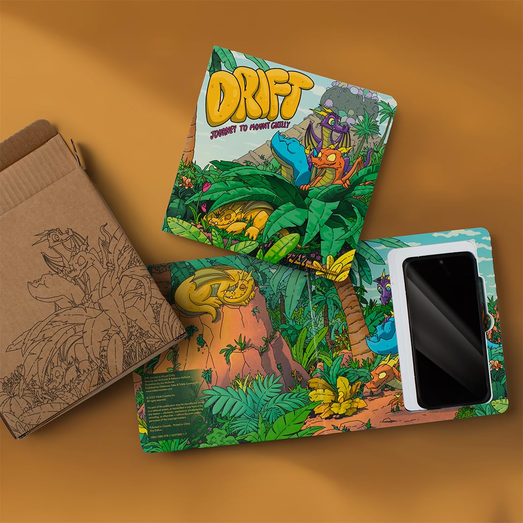 The Drift Hideaway Book Set | One Hidden Phone Compartment Book & One Dragon Childrens Board Book | Baby Shower Gift for Modern Parents