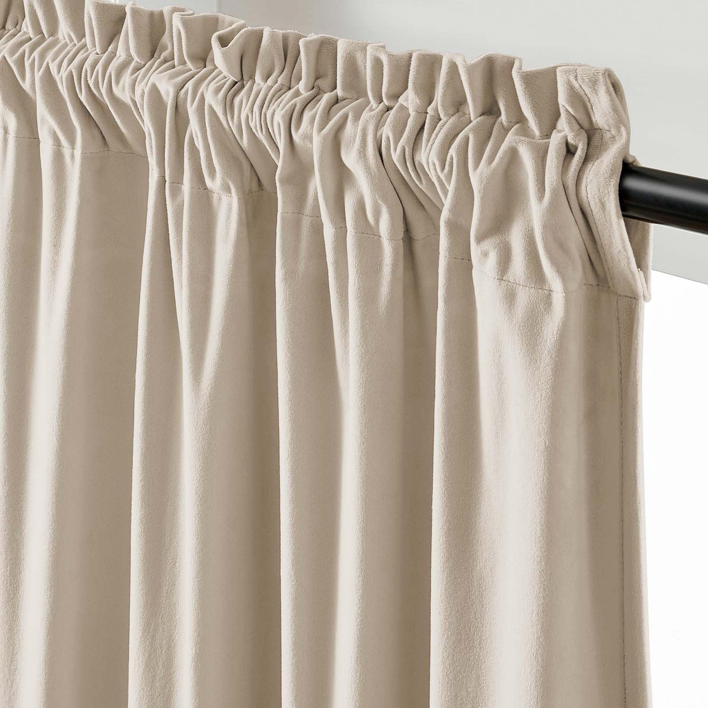 Lazzzy Beige Velvet Curtains 96 Inches Long Thermal Insulated Drapes for Living Room Bedroom Window Treatments Light Reducing Super Soft Luxury Rod Pocket 2 Panels Beige