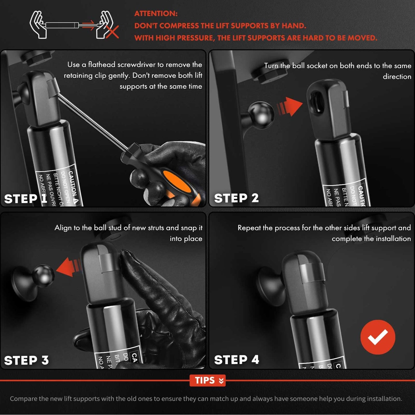 A-Premium Tailgate Lift Supports Shock Struts Spring Prop Compatible with Hyundai Veloster 2012-2017 2-PC