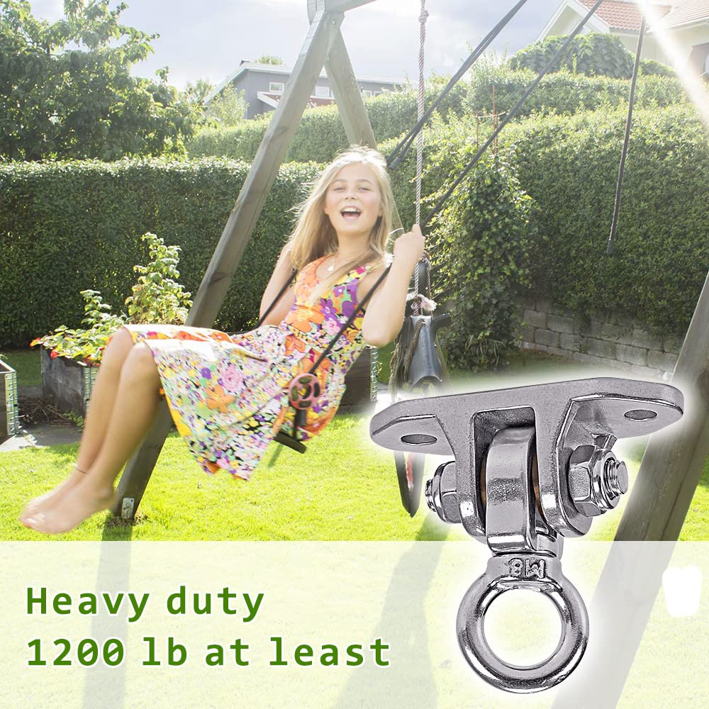 Heavy Duty 360° Swivel Swing Hanger, Stainless Steel Swing Hook for Ceiling Wooden Porch Swing Hanging kit Playground Gym Rope Boxing Hammock Chair Yoga Trapeze 1500 lb Capacity