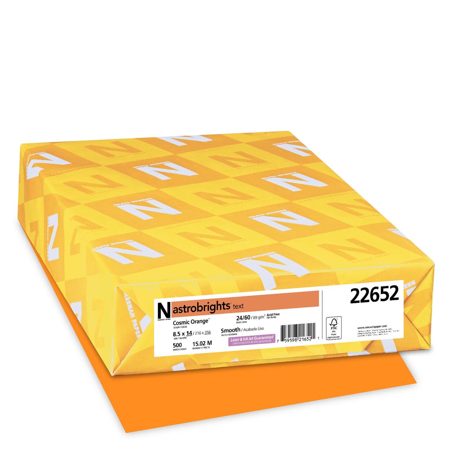 Neenah Astrobrights Premium Color Paper, 24 lb, 8.5 x 14 Inches, 500 Sheets, Cosmic Orange