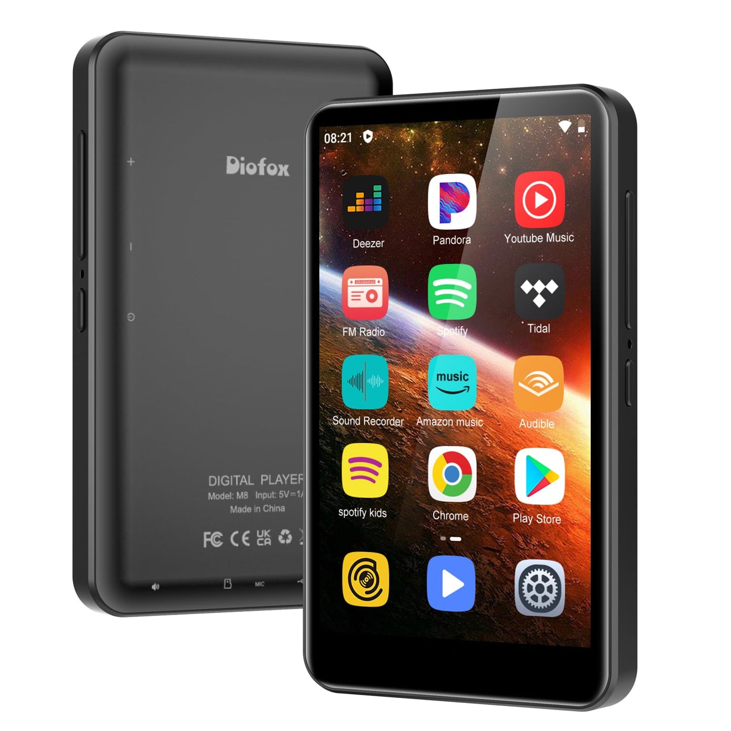 80GB MP3 Player with Bluetooth and WiFi, 4-inch Touch Screen MP3 Player with Bluetooth ， with Spotify, SpotifyKids, Audible, Andora, Amazon Player,