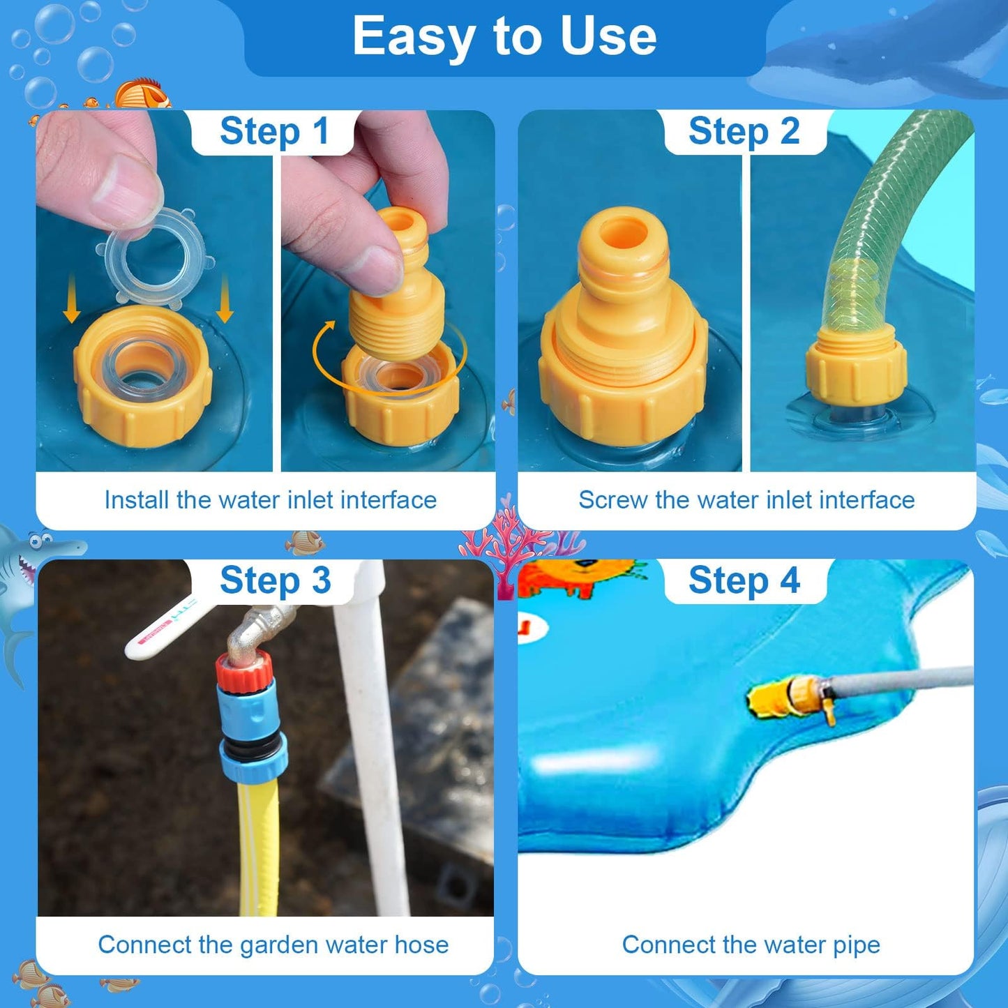 Qoosea Splash Pad for Kids Dog Pool 67" Inflatable Splash Pads for Toddlers 1-3 Summer Outdoor Fun Water Toys Sprinkler Pad Play Mat Shallow Toddler Pool for Baby Boy Children Pet Dog Backyard