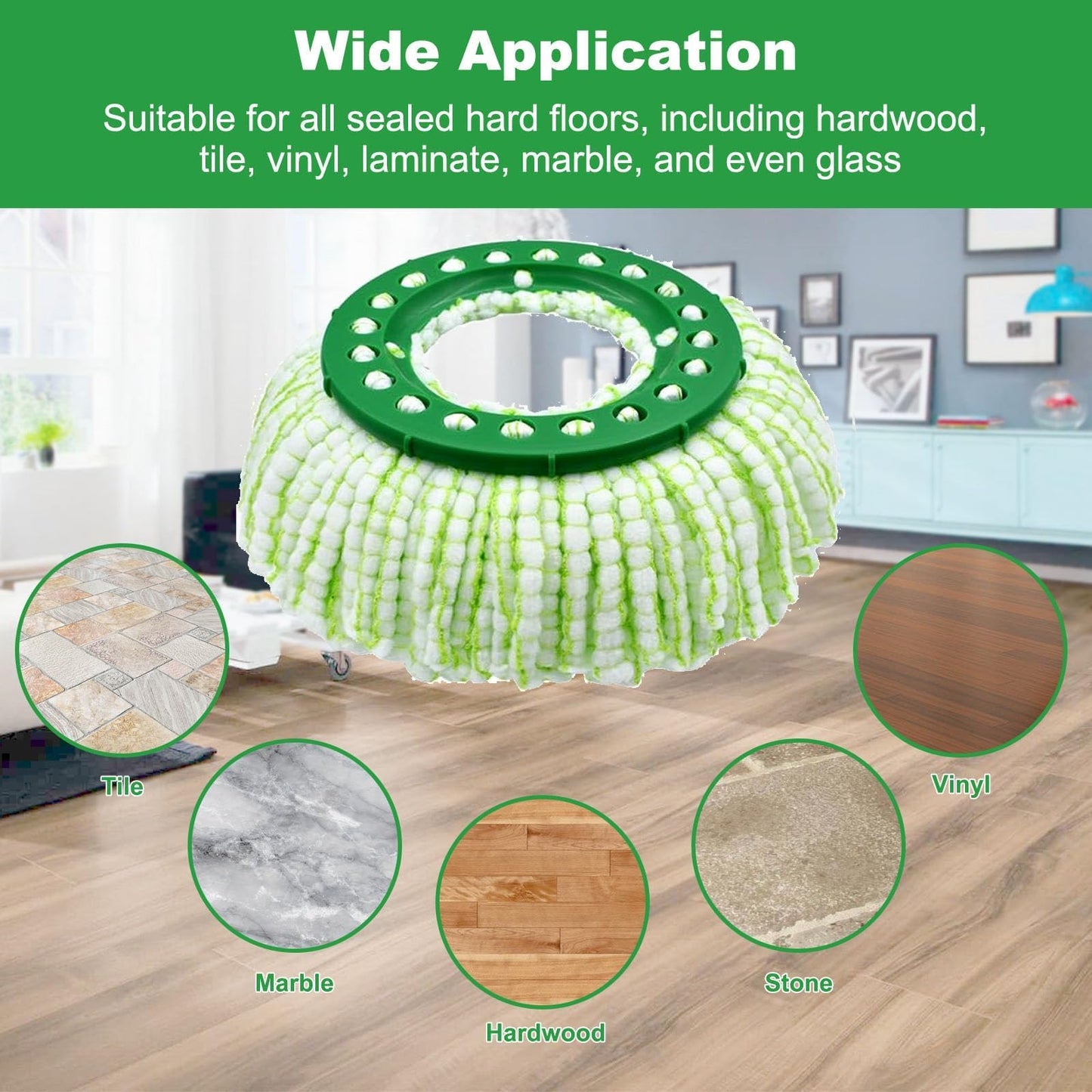 Alrens 6 Pack Mop Head Replacement for Libman Tornado Spin Mop, Machine Washable Microfiber Mop Refill, Reusable Mop Head for Hardwood Floor Cleaning