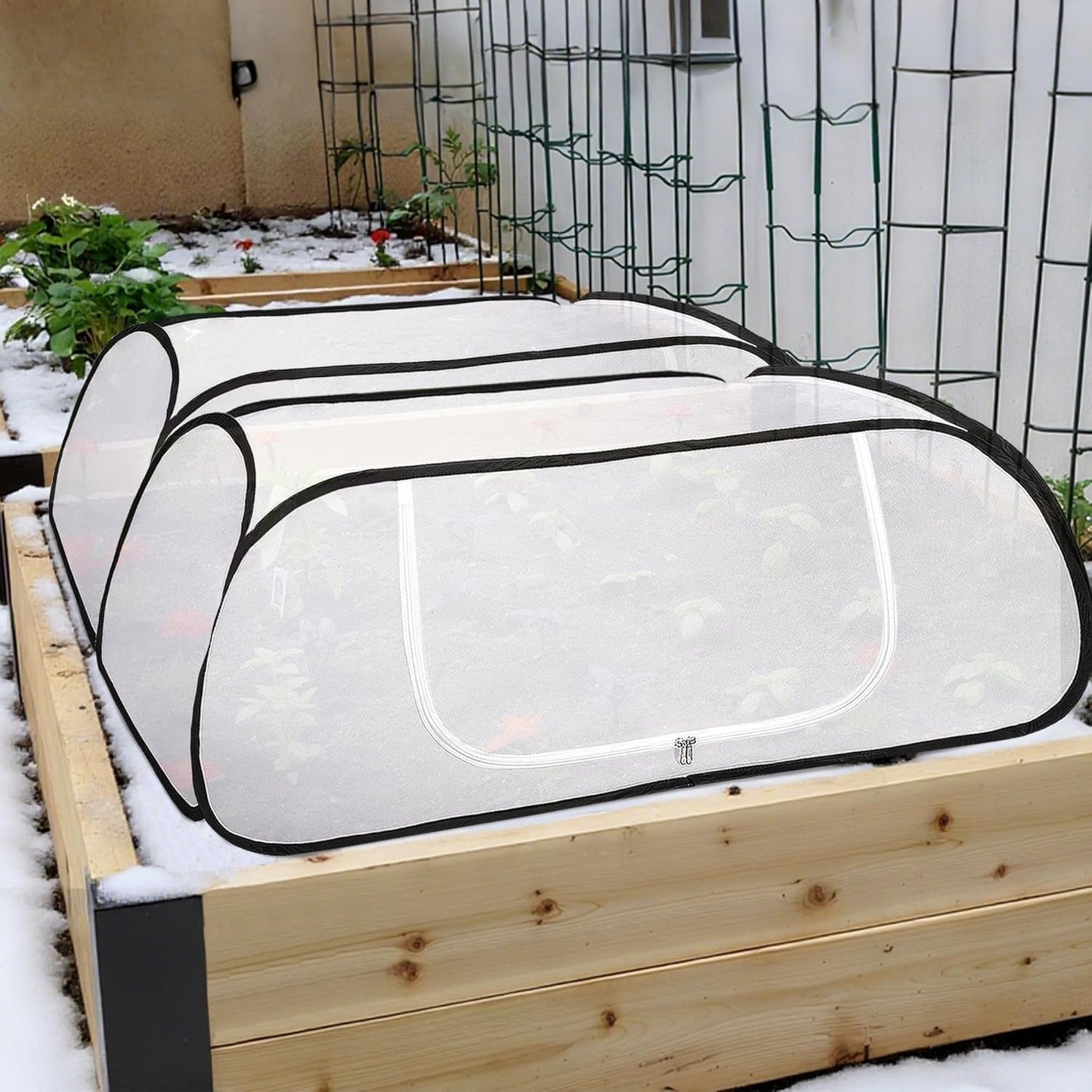 2Pcs Winter Garden Row Plants Covers - 45x22x16 Garden Raised Beds Vegetable Rows Covers - Cold-Proof Winter Pop Up Freeze Protection Accelerator Cover for Seedlings Flowers Snow Frost Protection