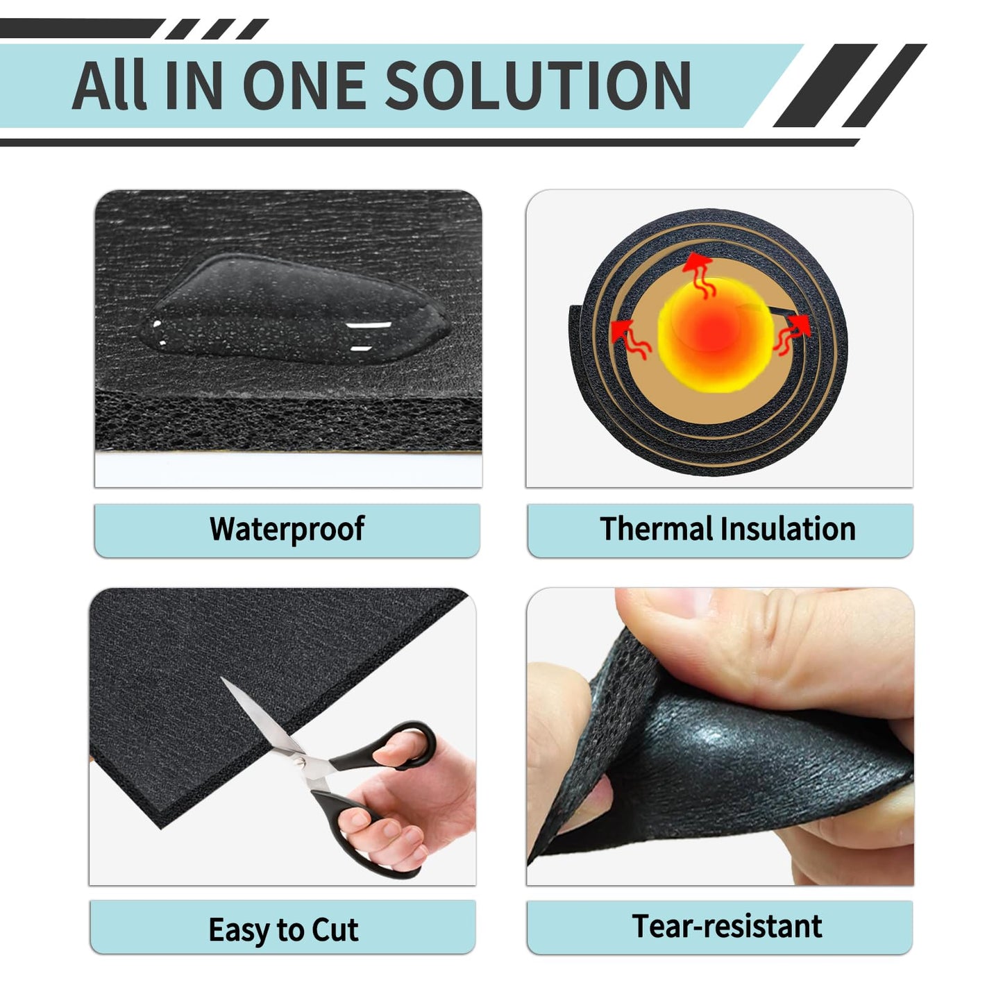 TroyStudio Dishwasher Sound Insulation Blanket, Self-Adhesive 13'' x 196" Noise Cancelling Sheet, Acoustic XPE Foam, Heat Shield, Waterproof Cotton for Washing Machine, Clothes Dryer, Refrigerator