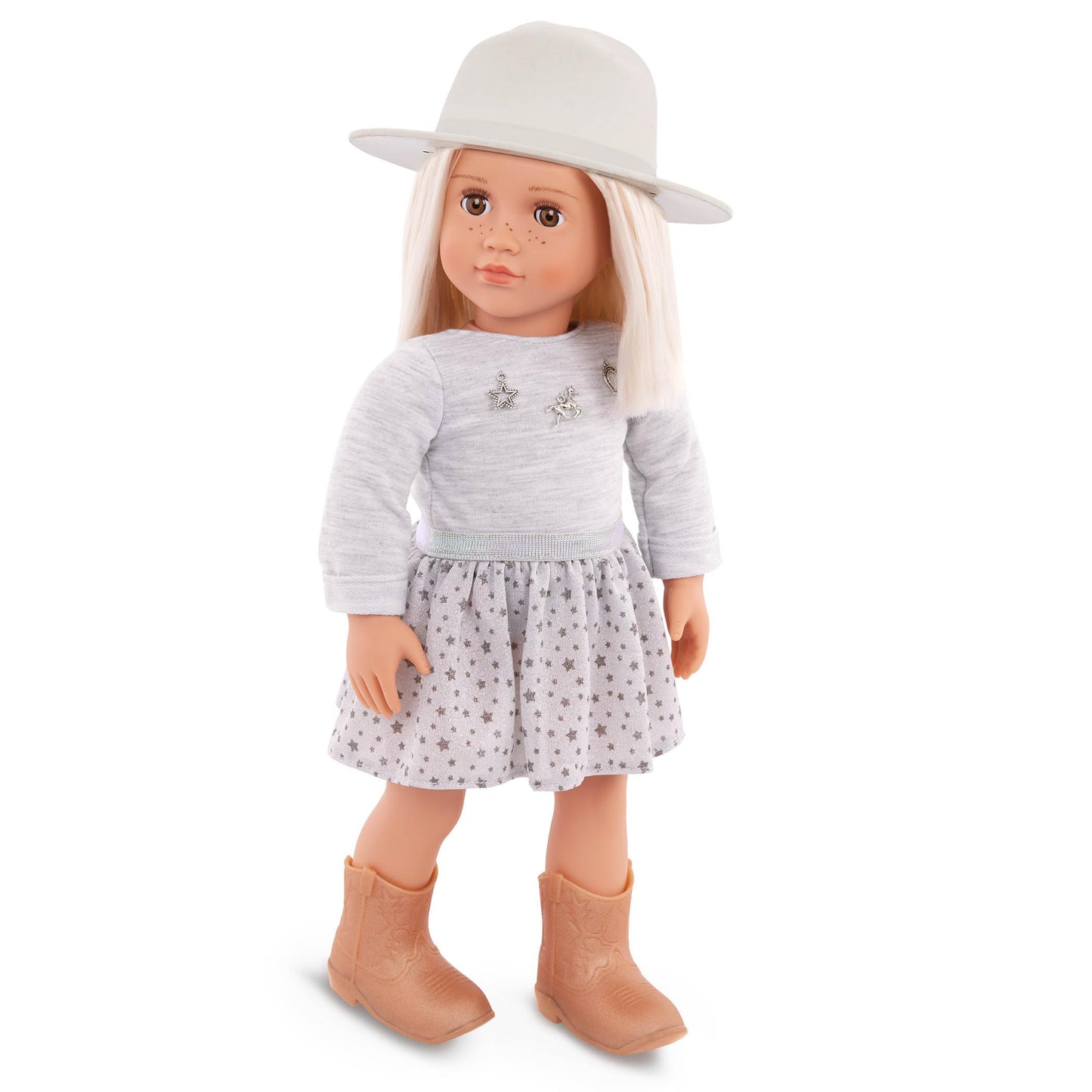 Our Generation – 18-Inch Fashion Doll – Lifelike Hazel Eyes & Long Platinum – Blonde Hair – Equestrian Sweater Charms & Brim Hat – Pretend Play 3+ Years – Abigale