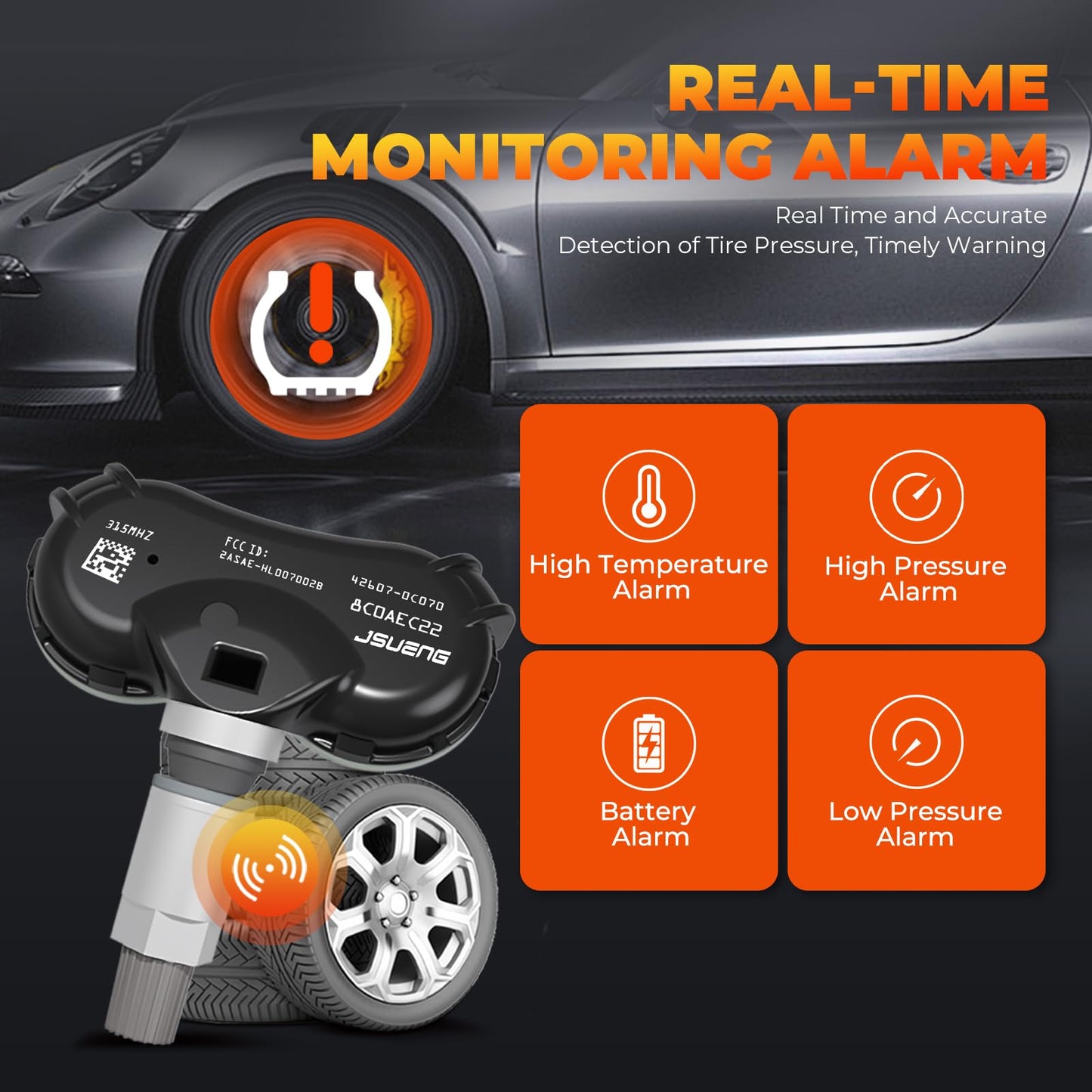 426070C060 TPMS Sensor fit for 08-17 Toyota Sequoia, 06-20 Toyota Sienna, 06-17 Toyota Tundra, Tire Pressure Monitoring System Sensor Replaces 4260708010 426070C050 426070C080 315Mhz 4-Pack