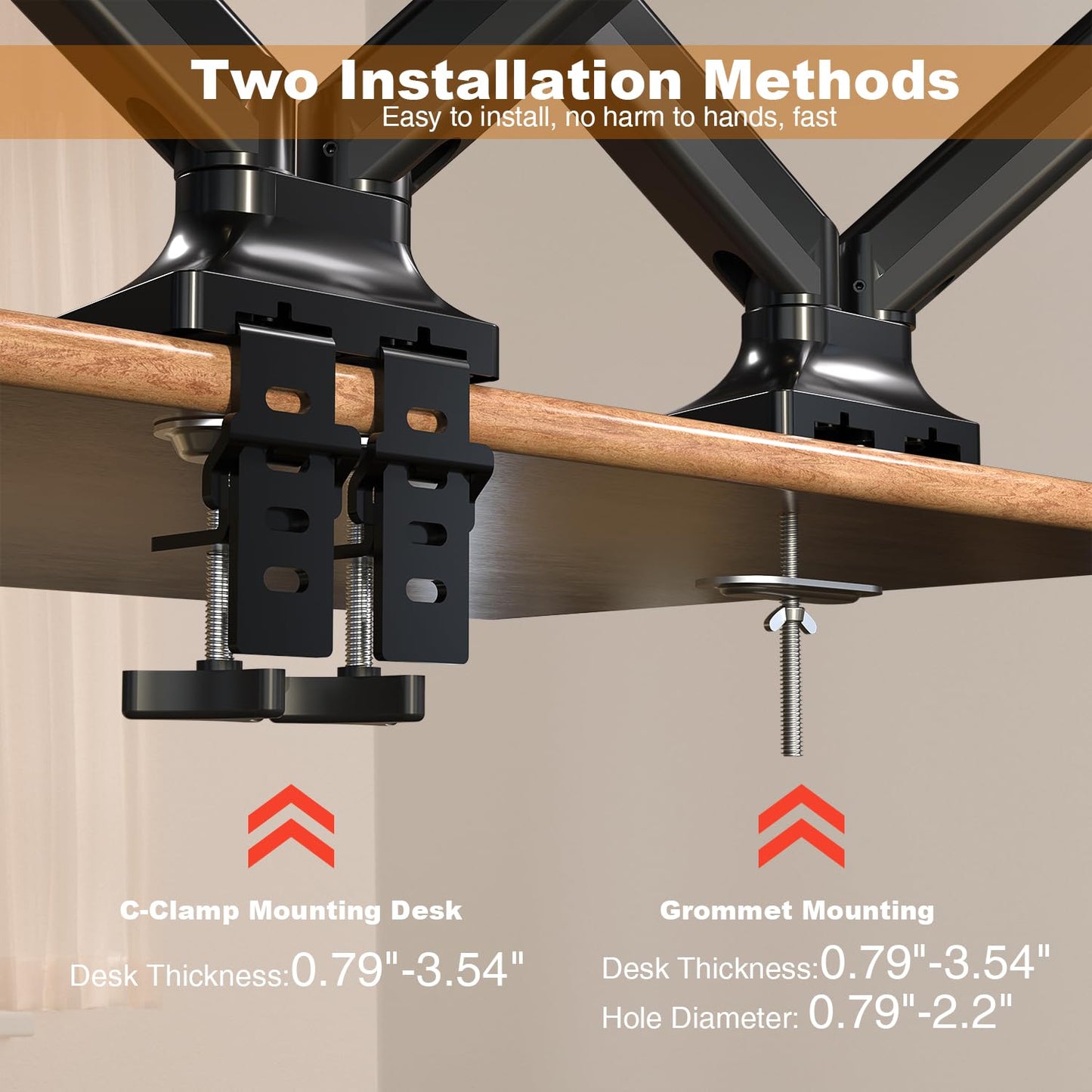 Dual Monitor Stand and Mount, Dual Monitor Arm for Screens Up to 32 Inch,Double Monitor Desk Mount,Vesa Mount 75x75mm to 100x100mm,Max Load 22lbs