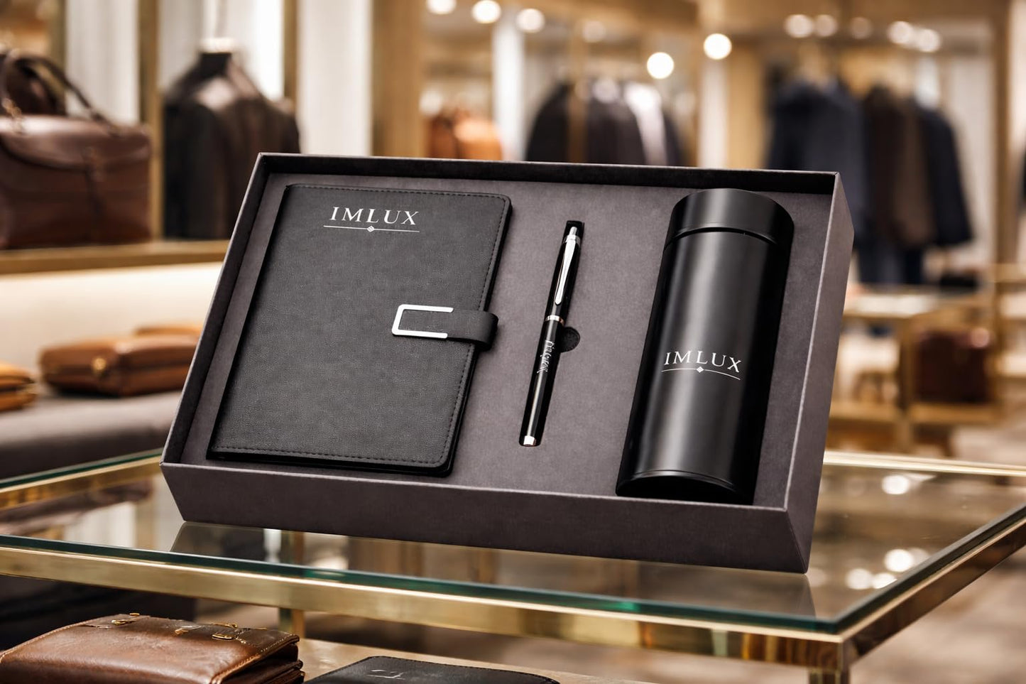 IMLUX Luxury Executive Business & Corporate Gift Set – Notebook, Premium Pen & Insulated Tumbler – Office Gift Box