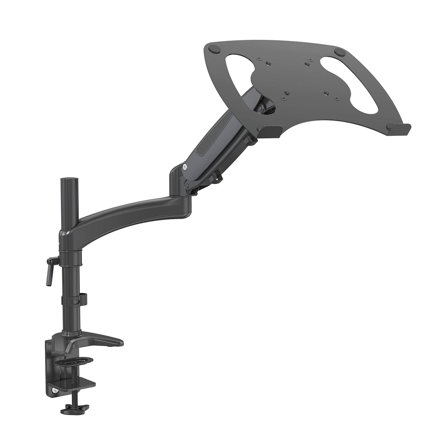 SHOPPINGALL Fully Adjustable Single Gas Spring Laptop Mount Stand for Laptops Up to 17", Both Desk clamp and Grommet mounting - SA-GM112D+D15-Black