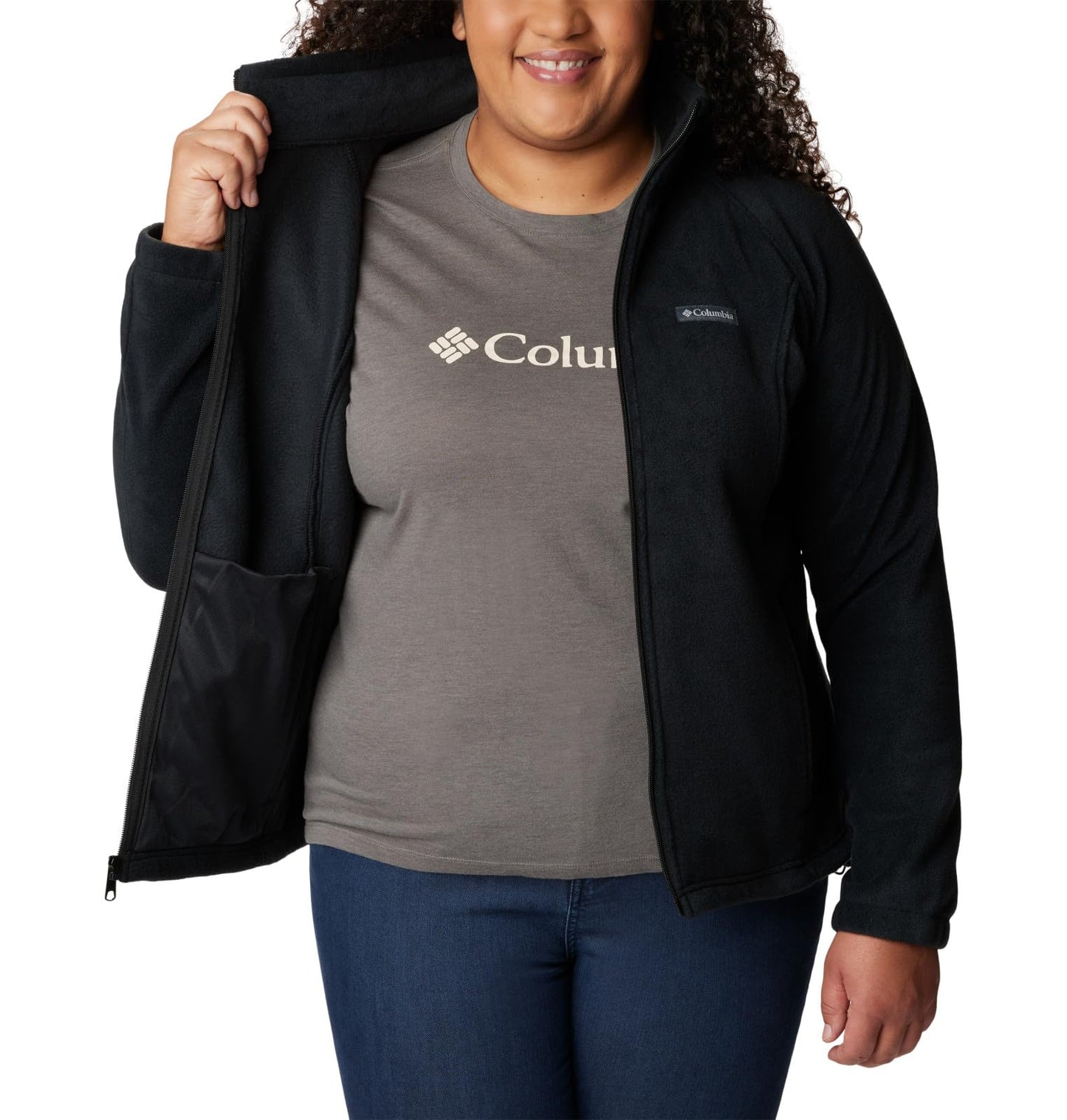Columbia Women's Benton Springs Full Zip Jacket, Soft Fleece with Classic Fit, Black, 1X