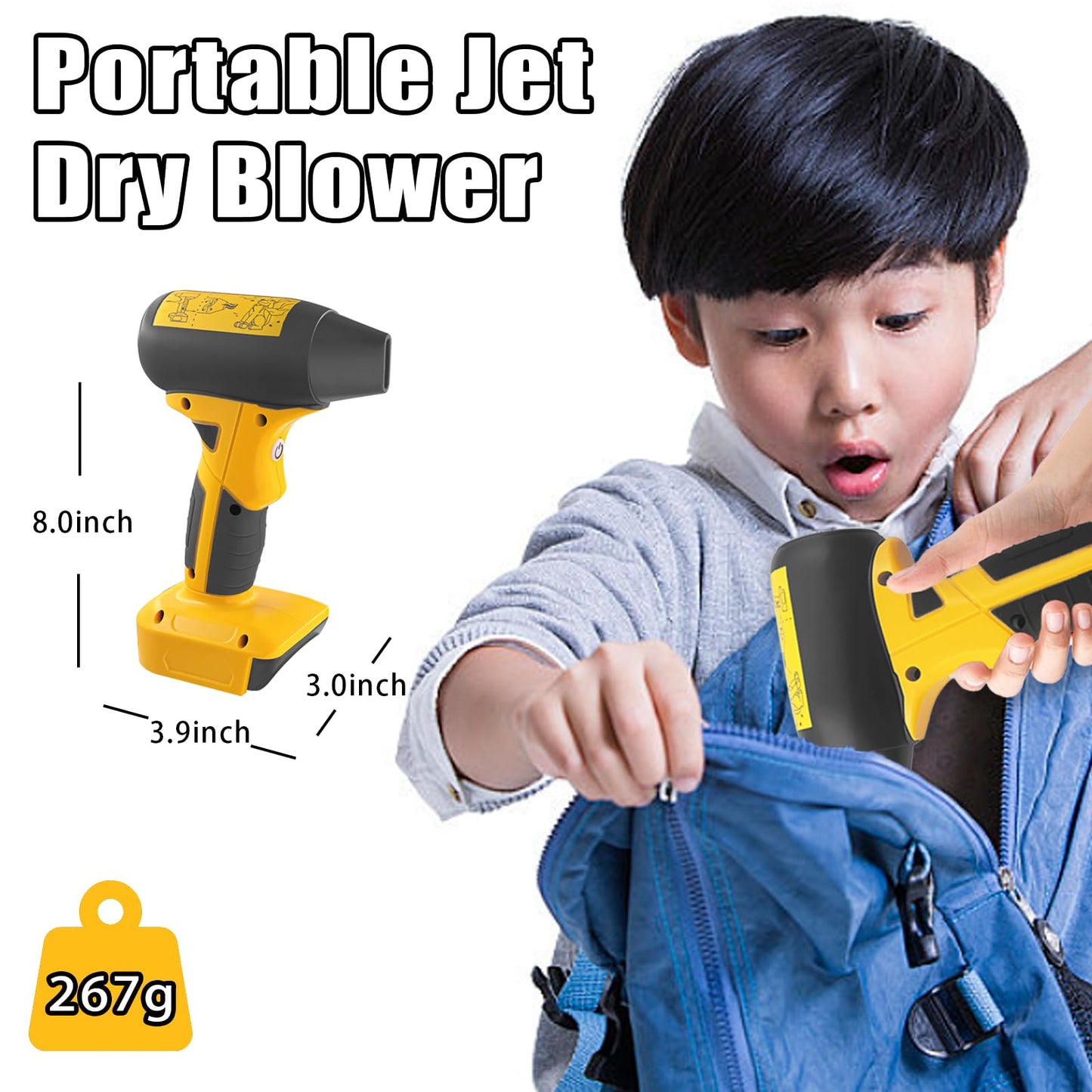 Air Blower Brushless HighSpeed Motor Compatible with Dewalt 18v 20v Max Battery Air Duster Leaf Blower for Camping BBQ & Workshop (Battery not Included)