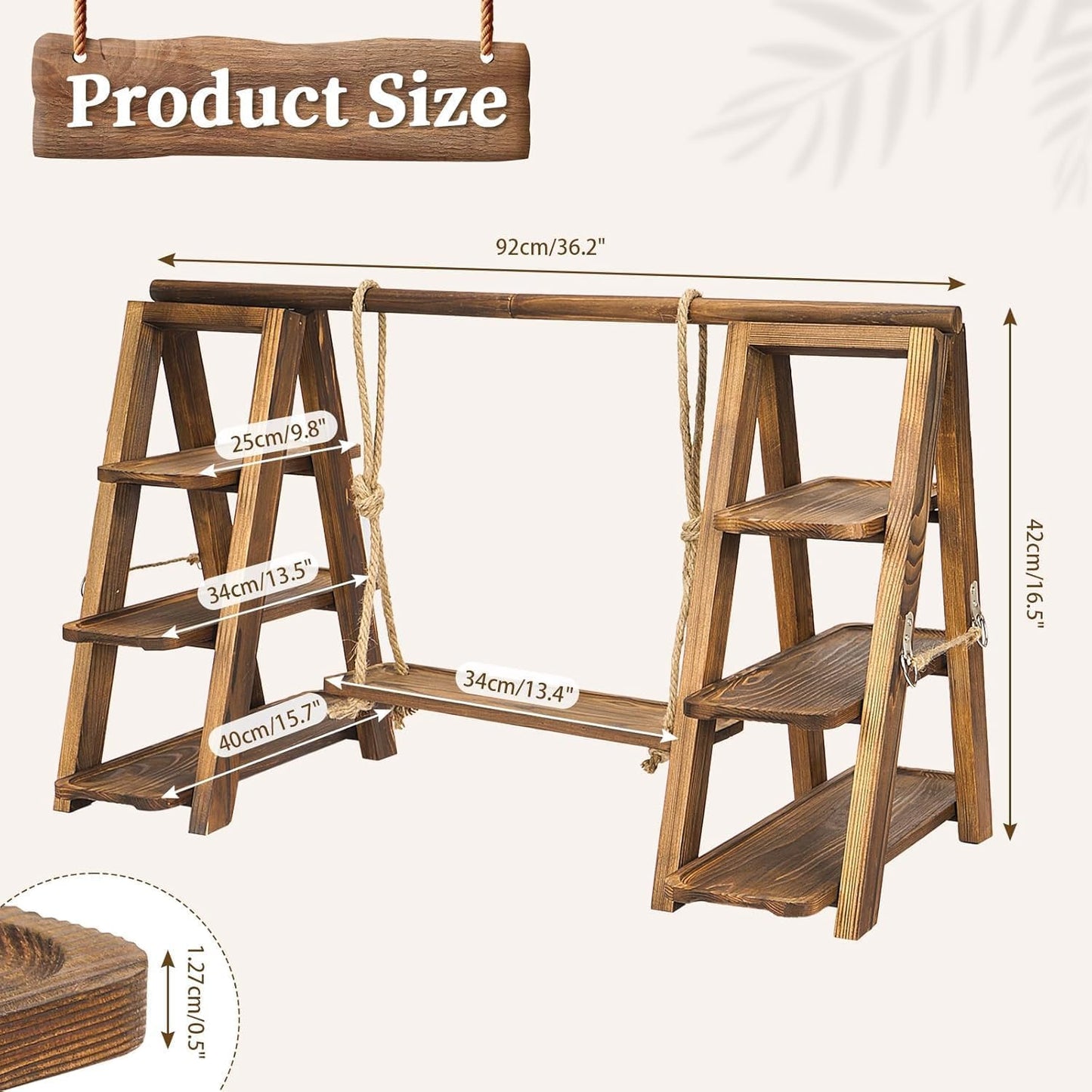 bimiti Wooden Double Dessert Table Display Set Rack 3 Tier Serving Tray Solid Wood Ladder Stand Wedding Cupcake Stand Dark Walnut Decorative Tray for Cake Snack Fruit Chips Bread Centerpieces