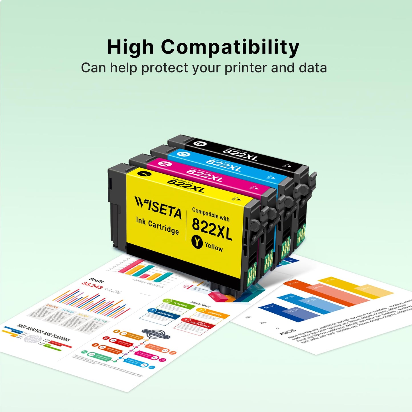 4-Pack Combo Pack Remanufactured for Epson 822 XL Ink Cartridges Latest Upgrade for Epson 822XL Ink Cartridges for Epson 822 T822 T822XL for Workforce Pro WF-3820 4820 4830 4833 4834 Printer(B/C/M/Y)
