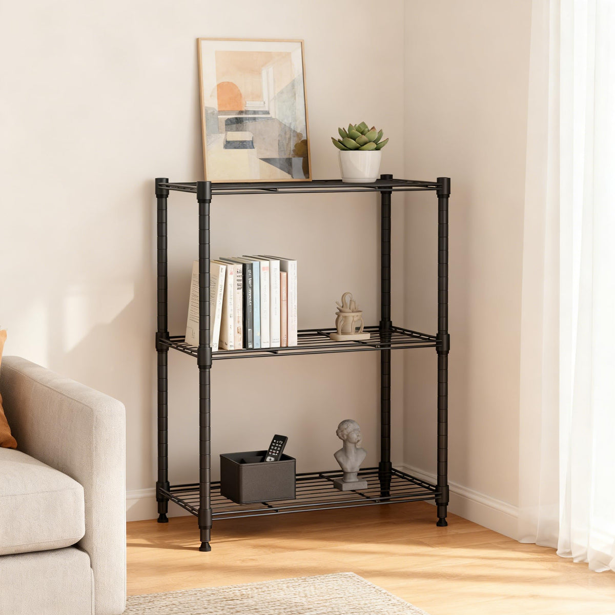 MZG 450 lbs Steel Storage Shelving 3-Tier Utility Shelving Unit Steel Organizer Wire Rack for Home,Kitchen,Office 30 D x 45 W 67 H (cm)
