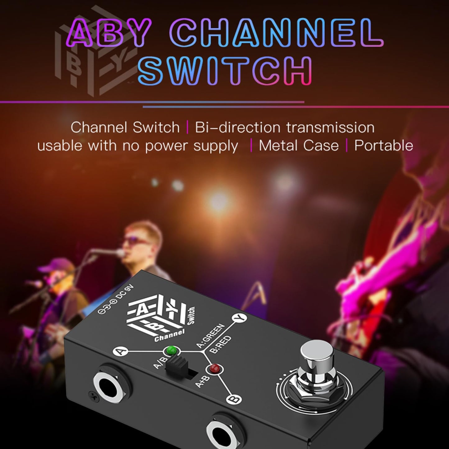RUSUO Guitar Pedals ABY Box Line Selector AB Switch Mini Guitar Effect Pedal Bidirectional Transmission Metal Casing Anti-Slip Support A/B or A and B Modes