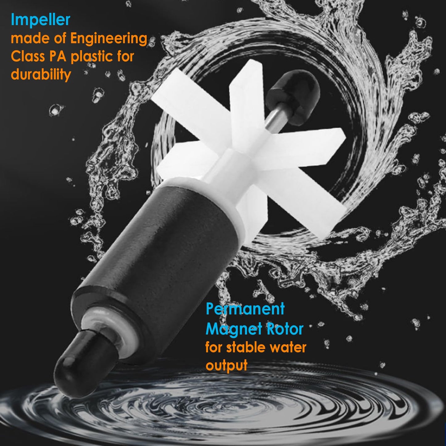 AquaMiracle Black Submersible Aquarium Powerhead Pump, 320GPH, For Tanks 60-100Gal, Wave Maker, Aeration, Fresh/Saltwater, 18W, 115V, Black