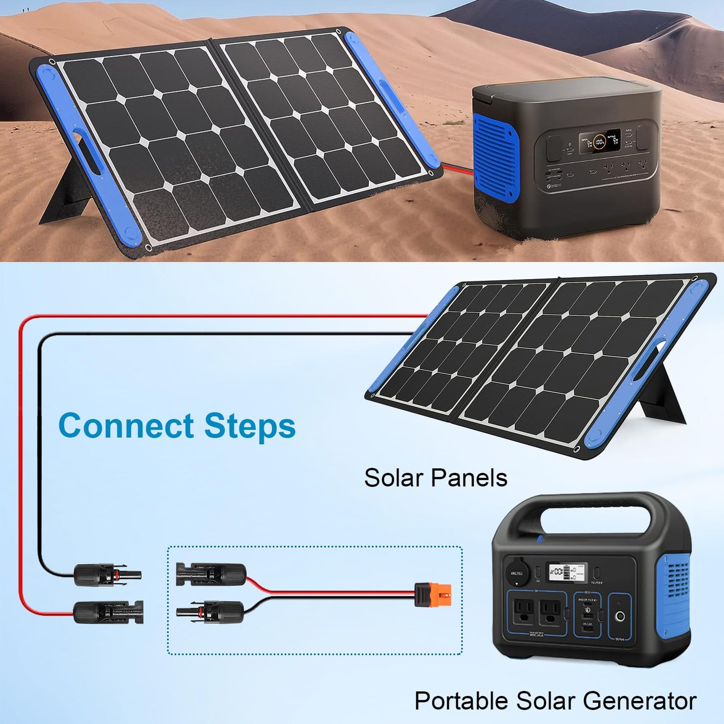 10AWG 50FT Solar to XT60i Extension Cable 3 6 10 35 50 75 100FT Heavy Duty Adapter Cable Connector XT60i Wire for Portable Power Station, Solar Panel, RV, Battery
