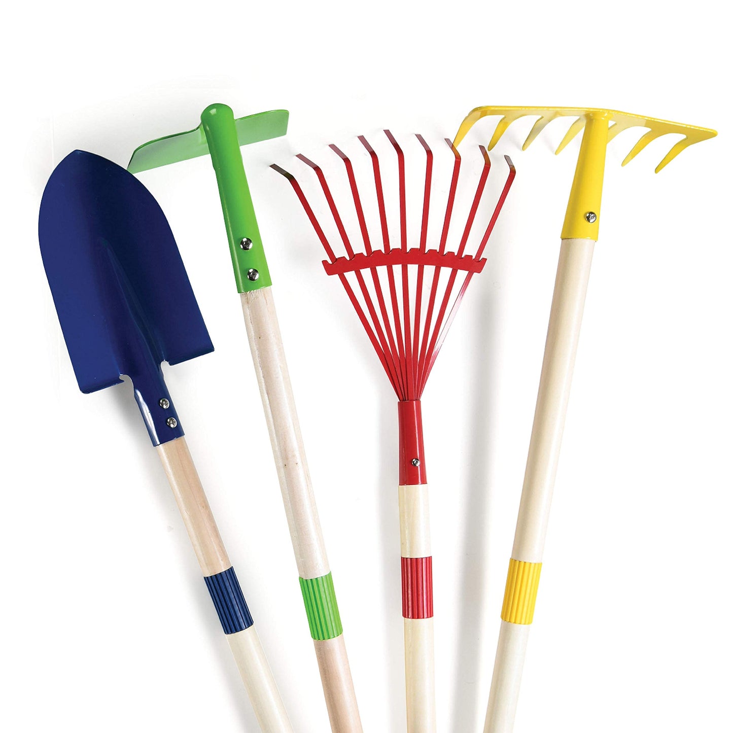 Play22 Kids Garden Tool Set Toy 4-Piece - Shovel, Rake, Hoe, Leaf Rake, Wooden Gardening Tools for Kids Best Outdoor Toys Gift for Boys and Girls