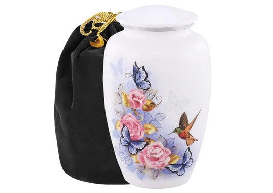 Butterfly Humming Bird Adult Cremation Urns for Human Ashes - Decorative Urn,ERN for Human Ashes Female & Male,Urns for Ashes Men & Women,Funeral Urn (Butterfly Humming Bird, Adult)