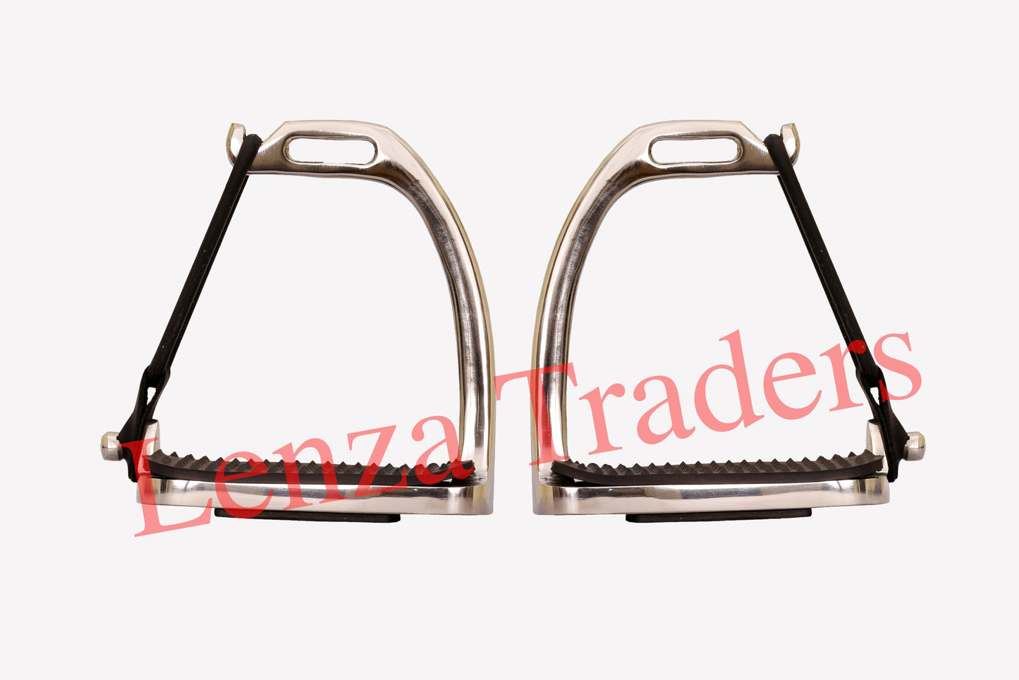 Peacock Silver Polish Safety Stirrups Fillis Horse Riding S/Steel with Rubber & TREADS (4" inch)
