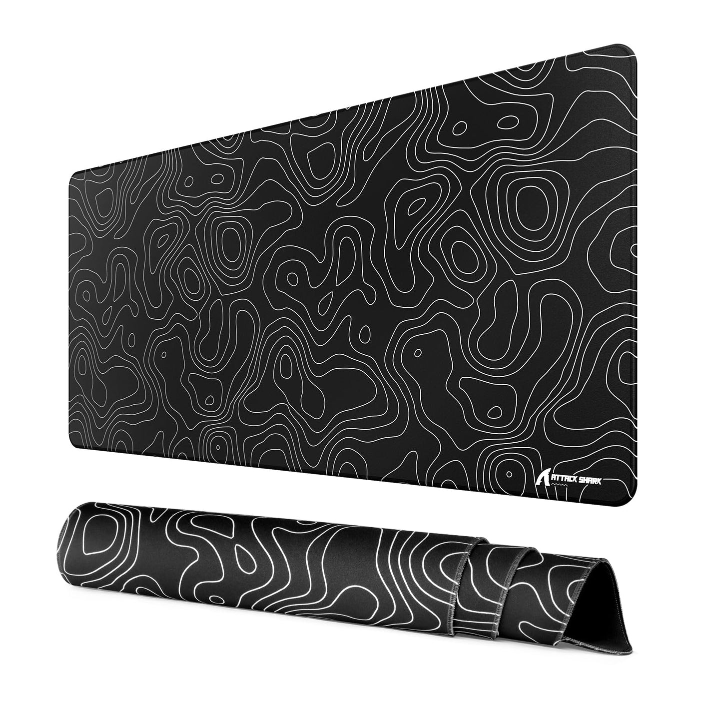 ATTACK SHARK CM02 PRO Extra Large Gaming Mouse Pad, with Anti-Slip Rubber Never-Slip Stability Esports Mousepad, XXL Full Desk Coverage for Writing Desk Office Home Laptop-Black Topographic Line