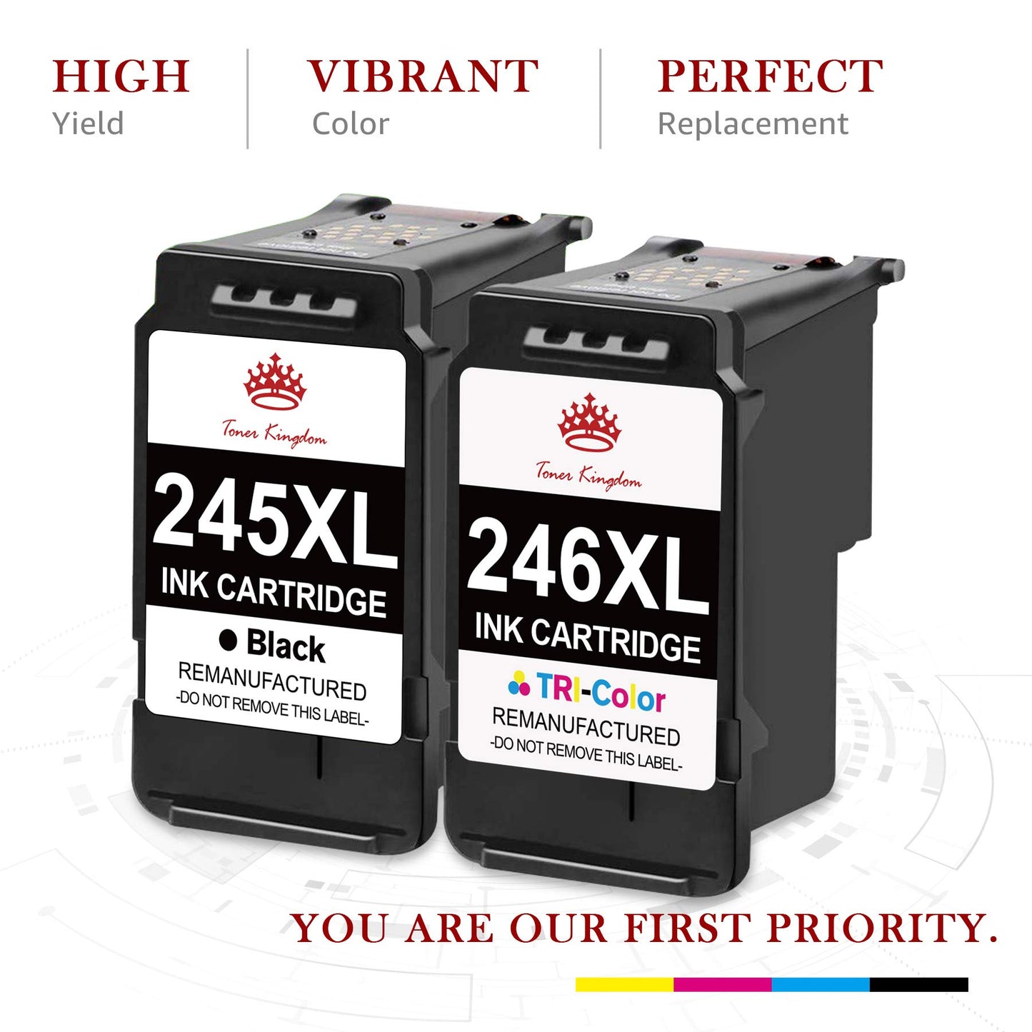 Toner Kingdom 245XL 246XL Ink Cartridges Replacement for Encre Canon 245 246 XL PG-245XL CL-246XL Compatible with Canon TS3420 TS3400, PIXMA MX490 MX492 MG2520 MG2922 TR4520 Printer, Black and Color