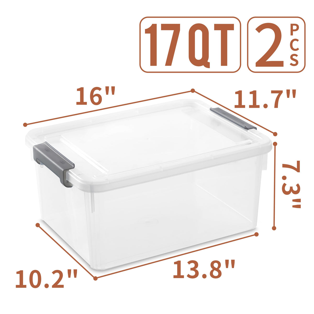 Citylife 17 QT Plastic Storage Bins with Latching Lids Stackable Storage Containers for Organizing Large Clear Storage Box for Garage, Closet, Kitchen, 2 Packs