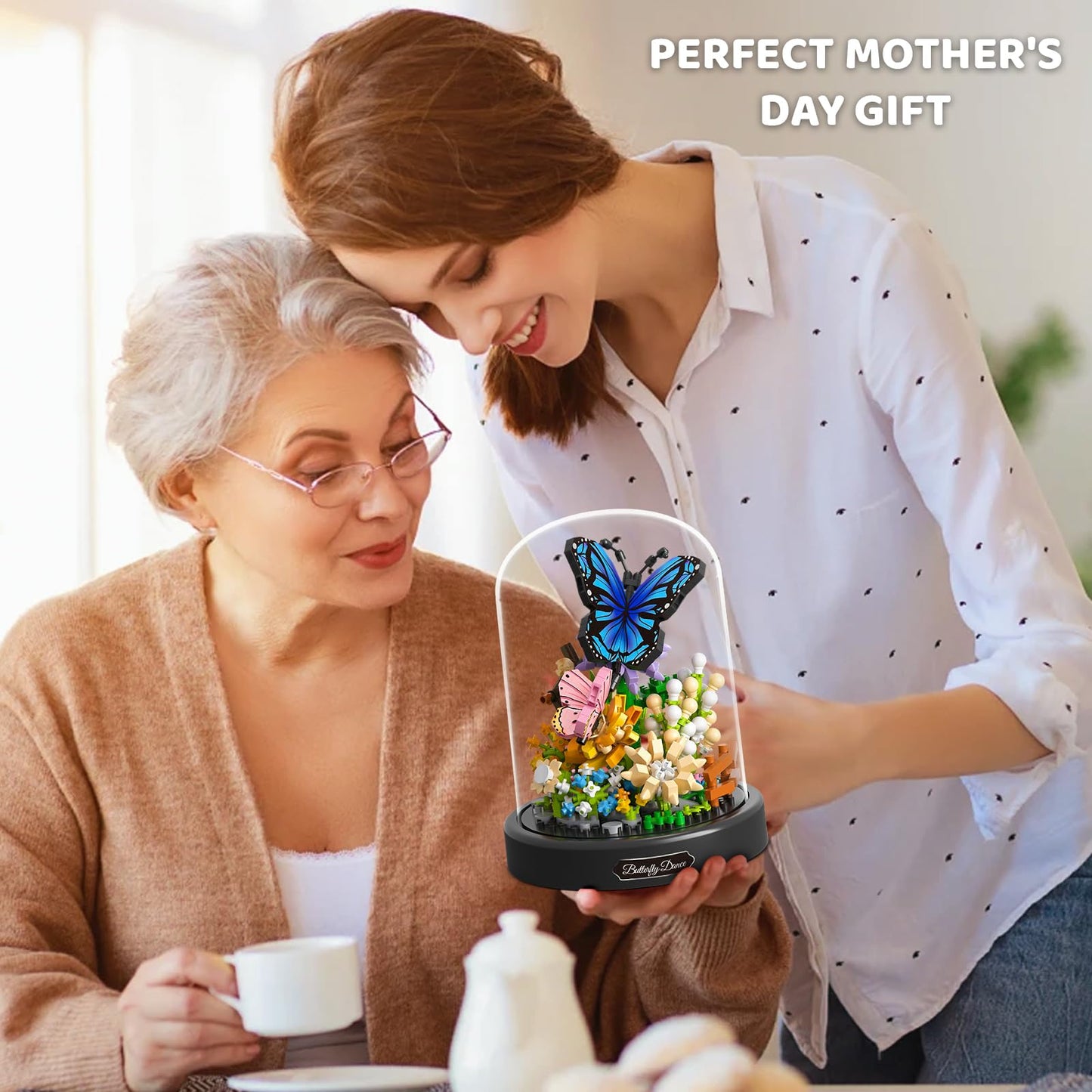 Flower Bouquet Building Kit for Adults, 530 PCS Animals Flowers Botanical Collection Mini Building Blocks Set, Valentine's Day for Her Mom Women Wife Girlfriend (Butterfly)