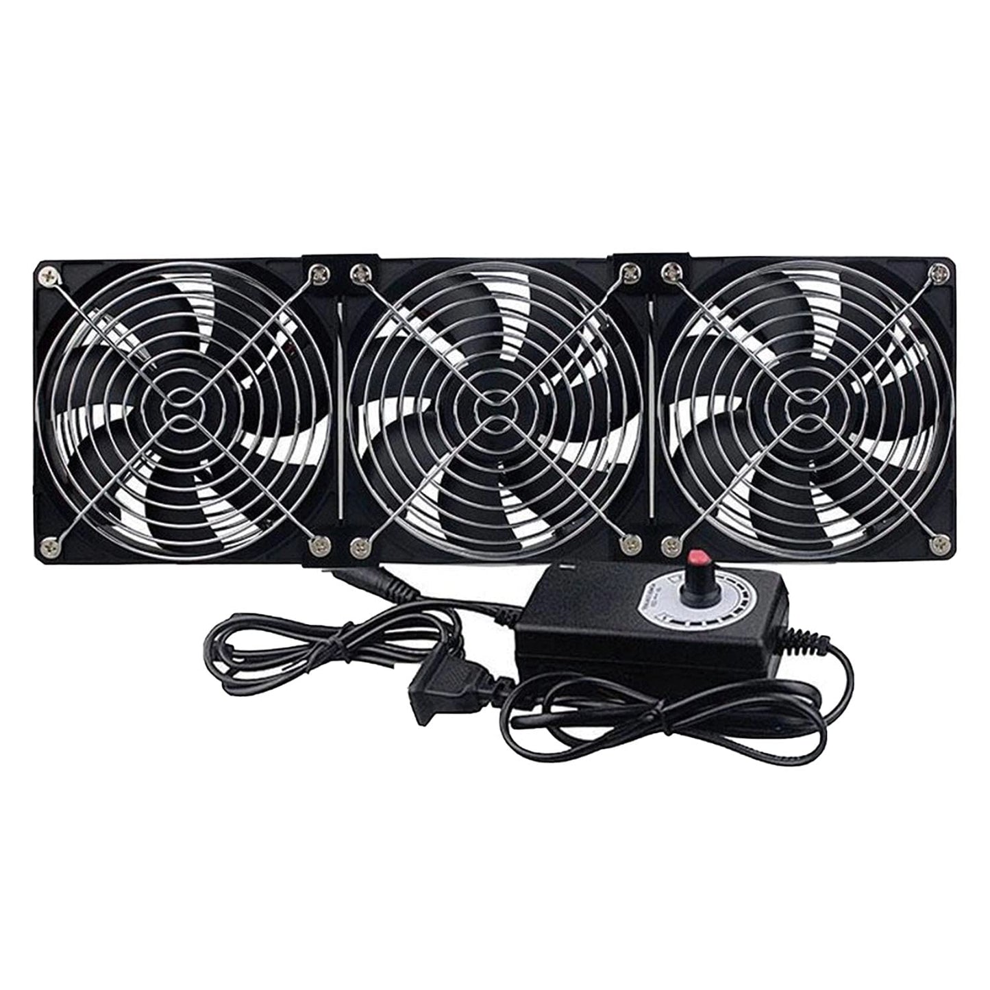 LUCKTE Upgrade Axial Fan 3 Big Airflow120mm Fans DC 12V Powered Fan with AC 110V - 240V Speed Control, Cabinet Chassis Cooling Fan, Server Workstation Cooling Fan (3-Fans)