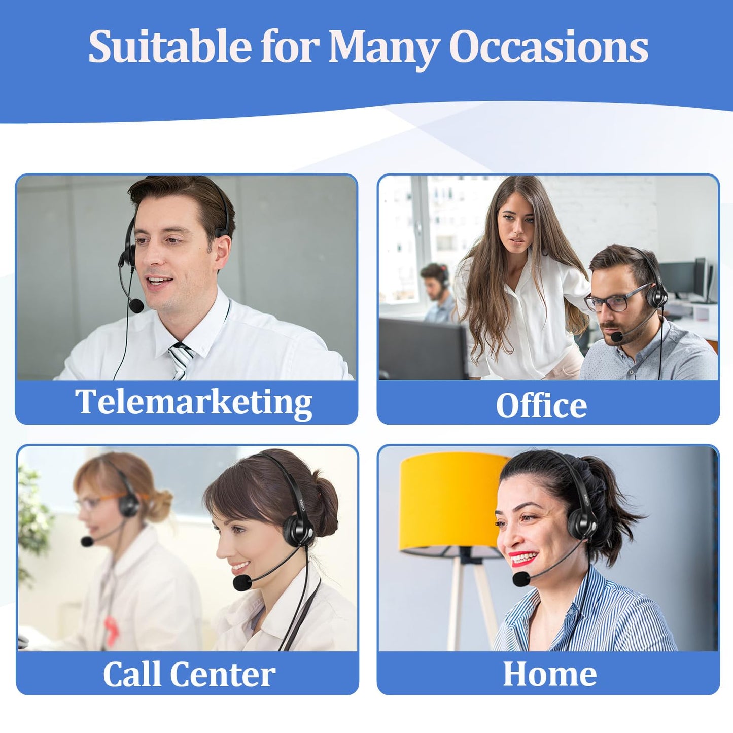 Callez Wired Telephone Headset Mono, Call Center RJ9 Phone Headset with Noise Canceling Mic Compatible with ShoreTel 480 Plantronics T10 Polycom Zultys Toshiba NEC DT300 Landline Deskphones