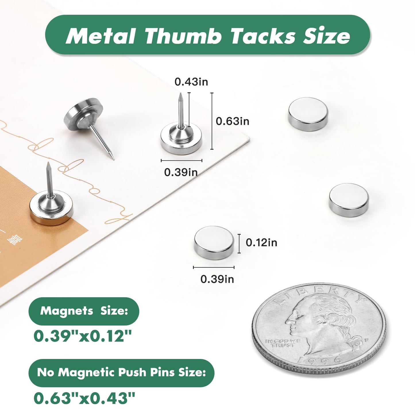 GOOZADA Metal Magnetic Push Pins,50 Sets Magnet Thumbtacks, Silver Decorative Push Pins, Magnetic Poster Hanger, Thumb Tacks for Cork Board, Wall, Bulletin Board Decoration