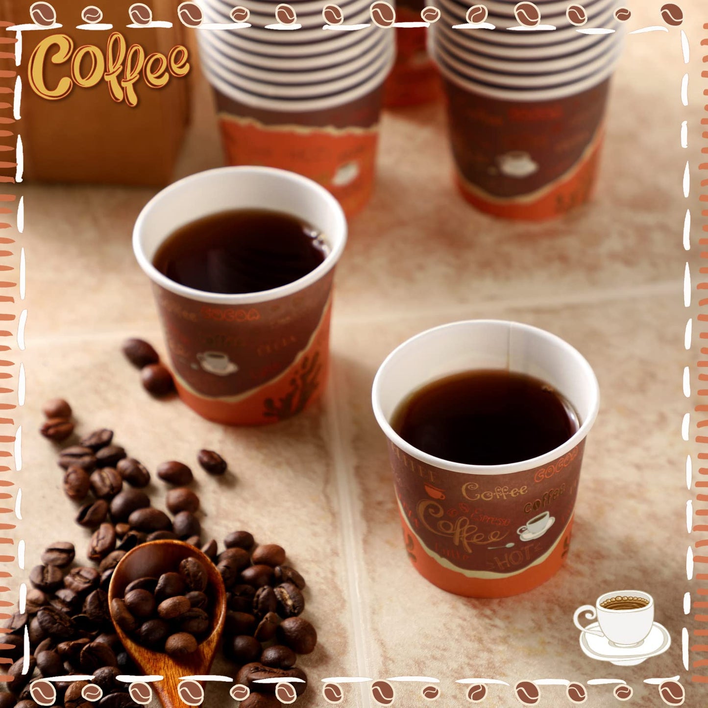 Funtery 200 Pieces Disposable Espresso Coffee Cups 3 oz Small Paper Cups for Coffee Tea Cocoa Juice Mini Paper Supplies for Cafes Offices and Home