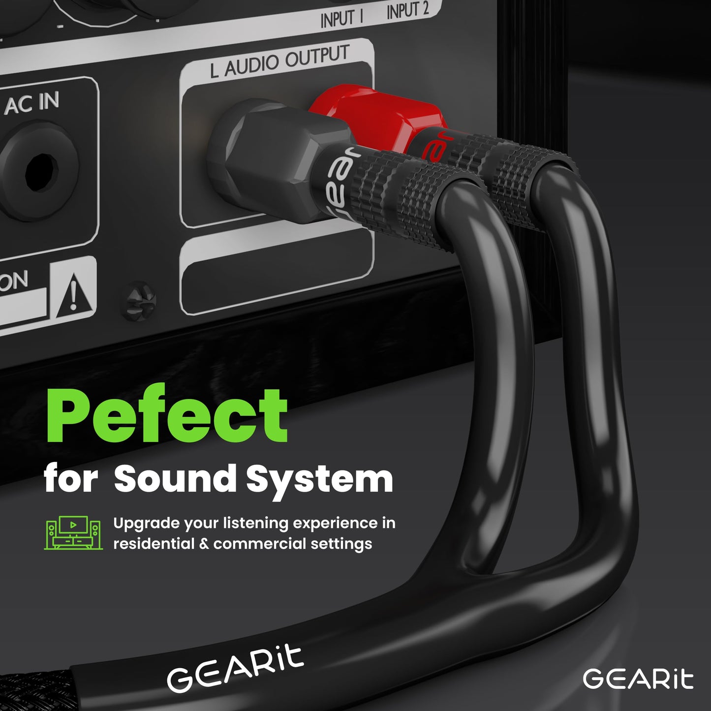 GearIT 10 AWG Speaker Wire with Banana Plugs (1 Pack, 10 Feet), 10Ga Banana Wire for Bi-Wire Bi-Amp HiFi Surround Sound, OFC, CL2 in Wall Rated - Black, 10 Ft