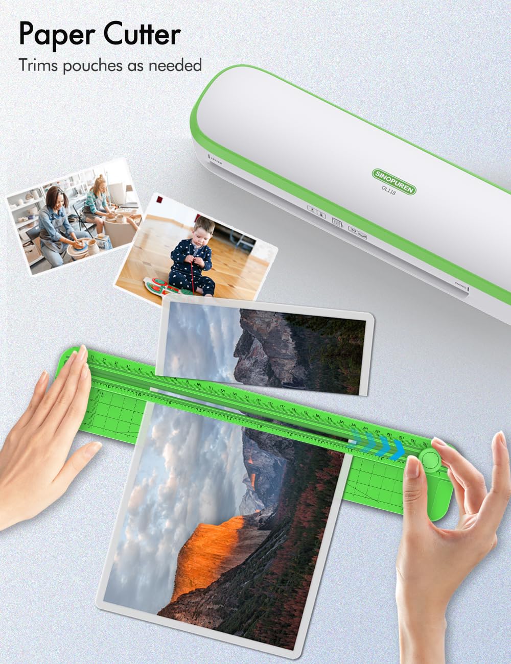 SINOPUREN Laminator Machine 9-Inch Thermal – Fast Warm-Up, Jam-Free, Quiet – Includes Sheets, Cutter & Corner Rounder – for Home, School, Office – Fits A4 & Letter Size – Made for Canada