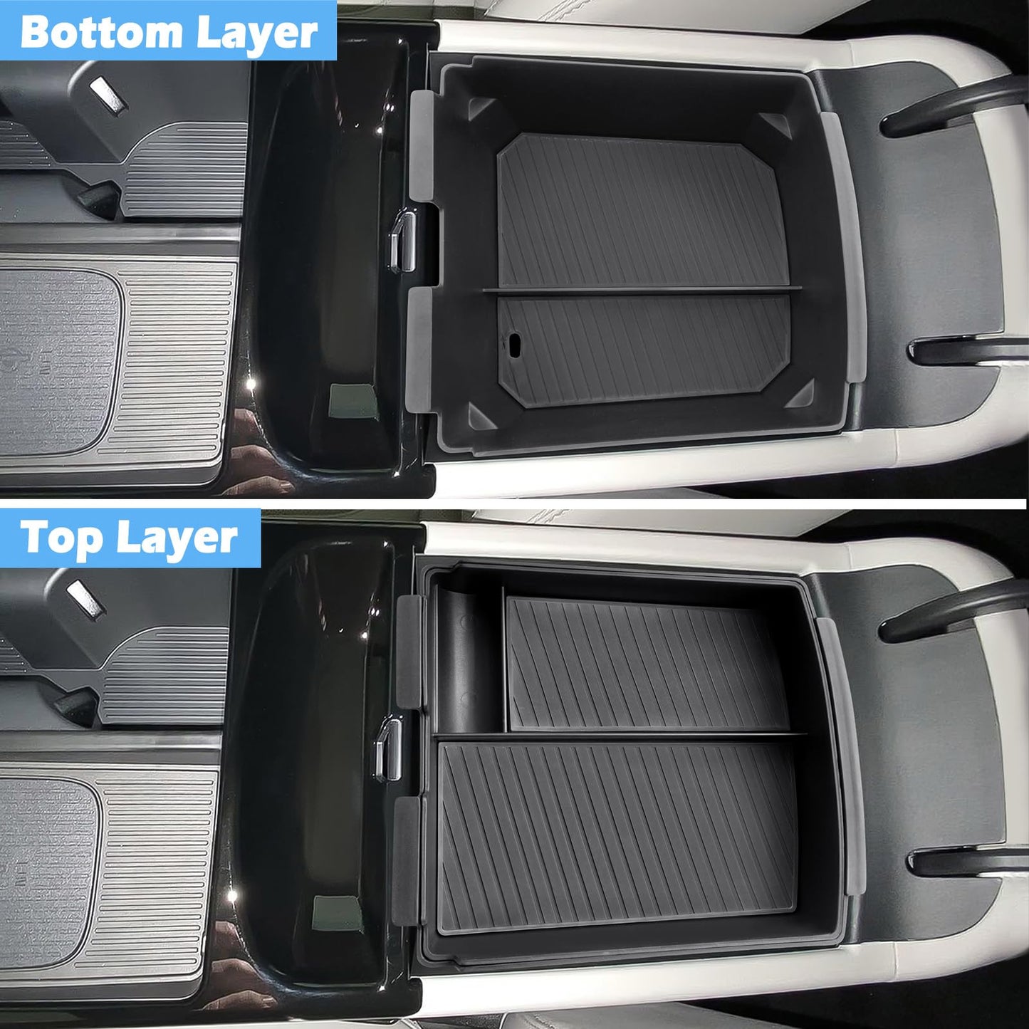 Coleya Double Layer (Only for Electronic Shift), 2025 2026 Tucson/Tucson Hybrid/Tucson PHEV Center Console Organizer, Durable ABS Plastic&Anti-Slip Console Tray Insert 2025 Tucson limited Accessories