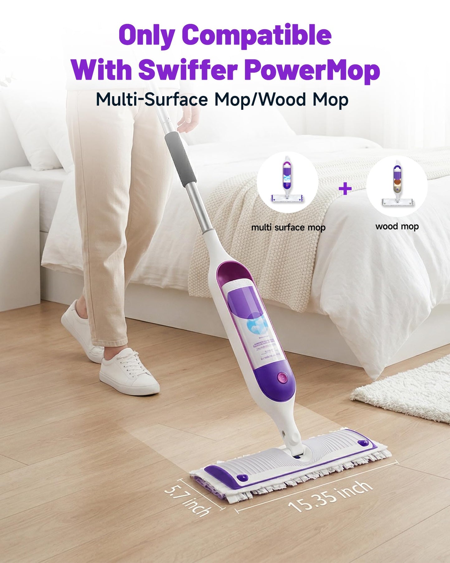 24 Pack Disposable Power Mop Pads Refills for Swiffer Power Mop Pads, 5X Cleaning & Unscented 14-Layer Thickened Multi-Surface Replacement Mopping Refills Pads for Floor Surface Cleaning