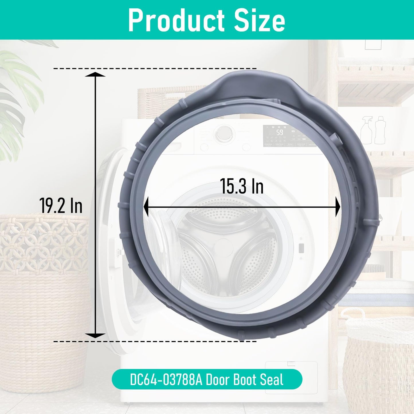 DC64-03788A Washer Door Boot Seal Compatible with Samsung Front Loader Door Seal Door Boot Gasket Replaces 4959290 AP6884238 PS12720638 EAP12720638 Door Diaphragm Gasket