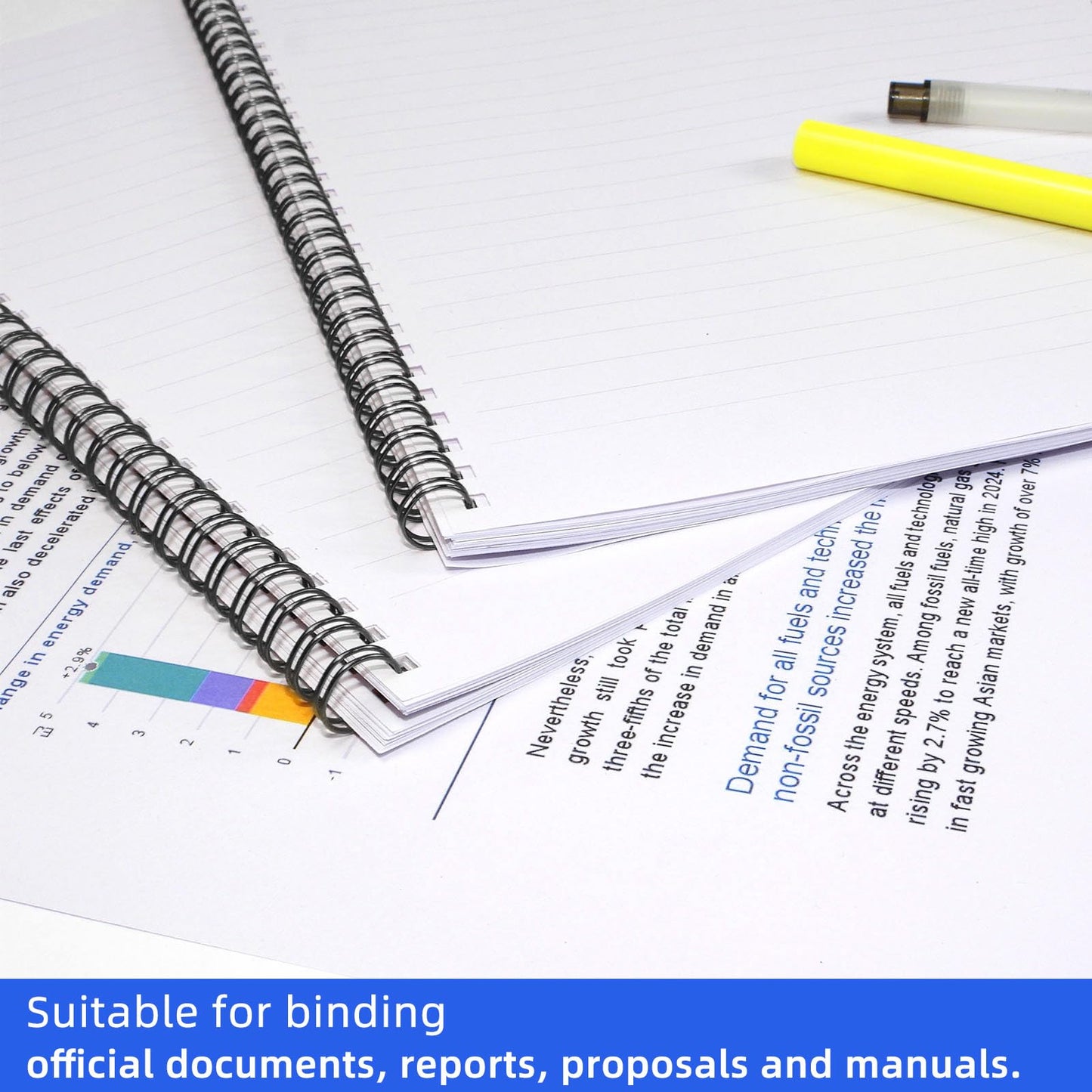 Rayson Double Loop Binding Wires 7/16 Inch - 3 to 1 Pitch Wire Binding Capacity 80 Sheets, 11 inch Length, 32-Loop Black Wire Ring Pack of 100 to Bind Reports and Projects