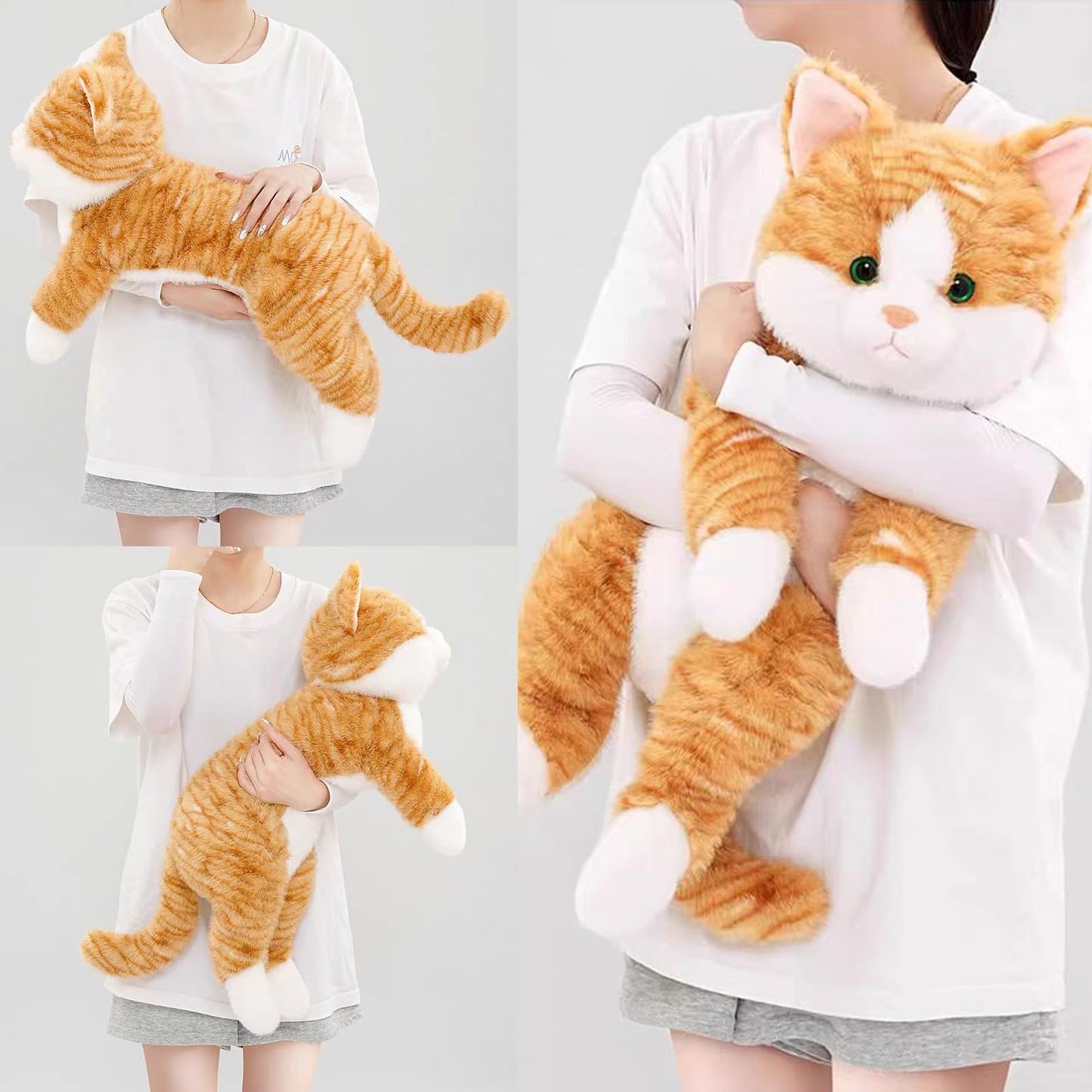 Weighted Stuffed Cat 19" 2Lbs, Realistic Cat Stuffed Animal for Kids and Adutls, Soft Orange Weighted Plush Animal Pillow Toy