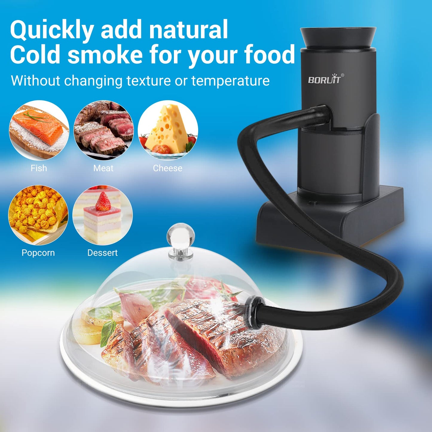 Upgrade Smoking Gun Food Smoker Portable Wood Cocktails Smoke Infuser with Wood Chips,Food Kitchen Smoker for Sous Vide Meat Salmon Cocktails Drink Cheese BBQ Grill,Great for Foodie Gifts（Black)