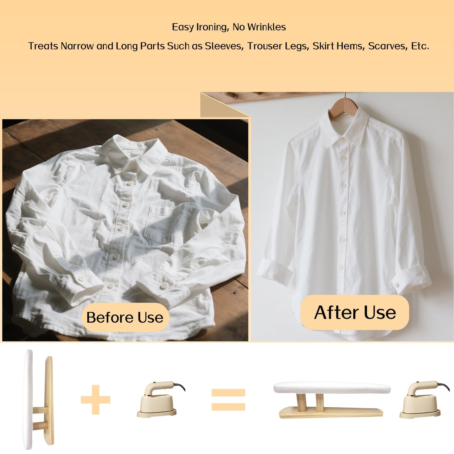 DE-LIANG Padded Chest & Sleeve Tailor Ironing Board Long with Wooden Base for Household Tools, Tailor Dress Forms, Sewing and Tailoring Studio