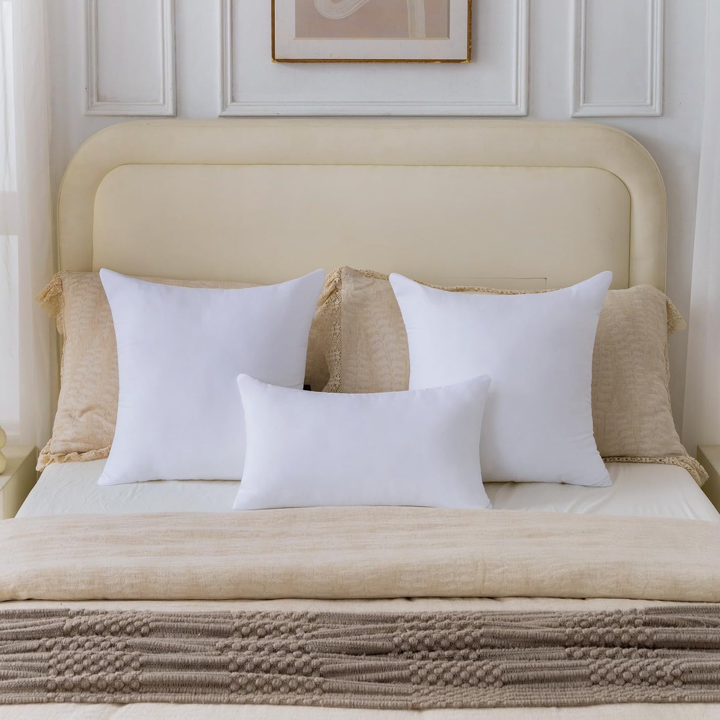 OTPIPCS 22 x 22 Pillow Insert Set of 2 - Premium Soft and Fluffy 22 Inch Large Sofa Decorative White Square Throw Pillow Inserts Stuffing for Living Room Couch and Bedroom Interior Cushions
