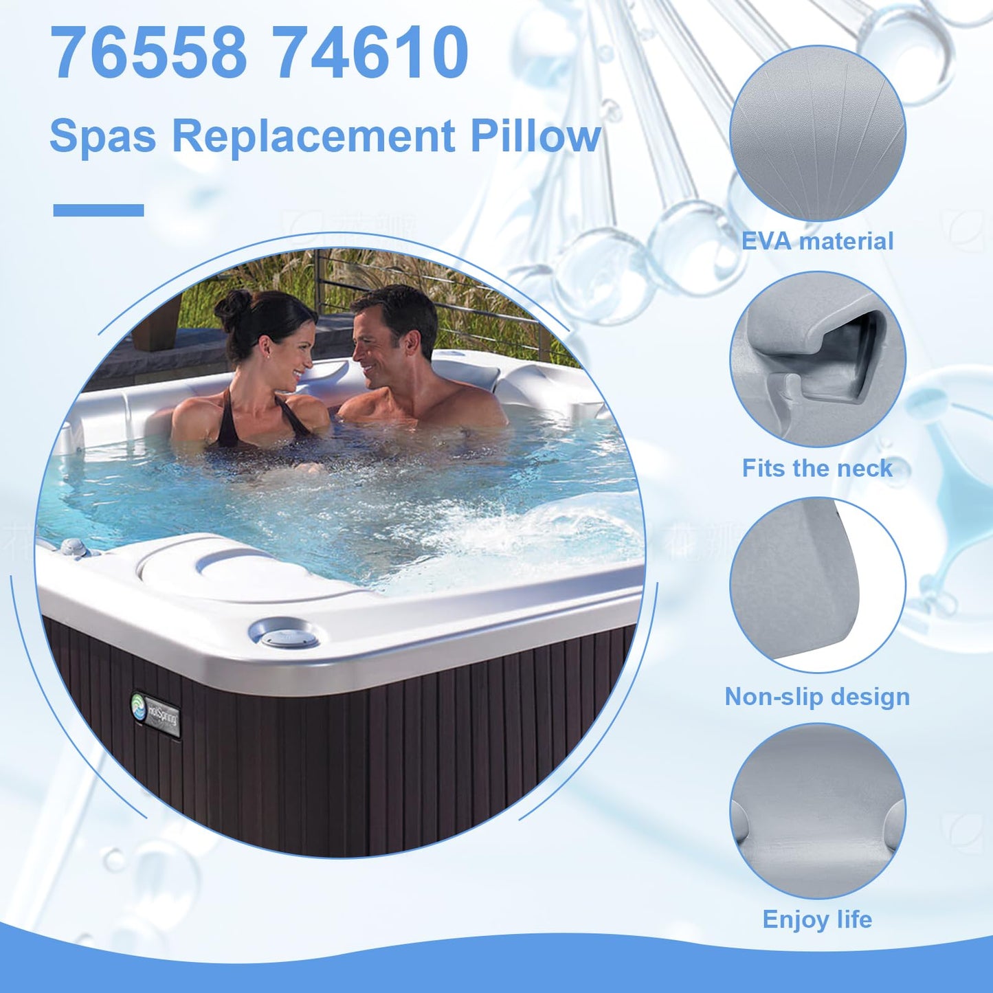 Earthtec 76558 74610 Replacement for Hot Spring Spa Pillow Hot Tub Headrests Fit for Limelight Spas, Pulse/Pulse DL/Bolt (2012-2017), Glow/Flair (2008-2017), Gleam (2013-2017) (1 Pcs)