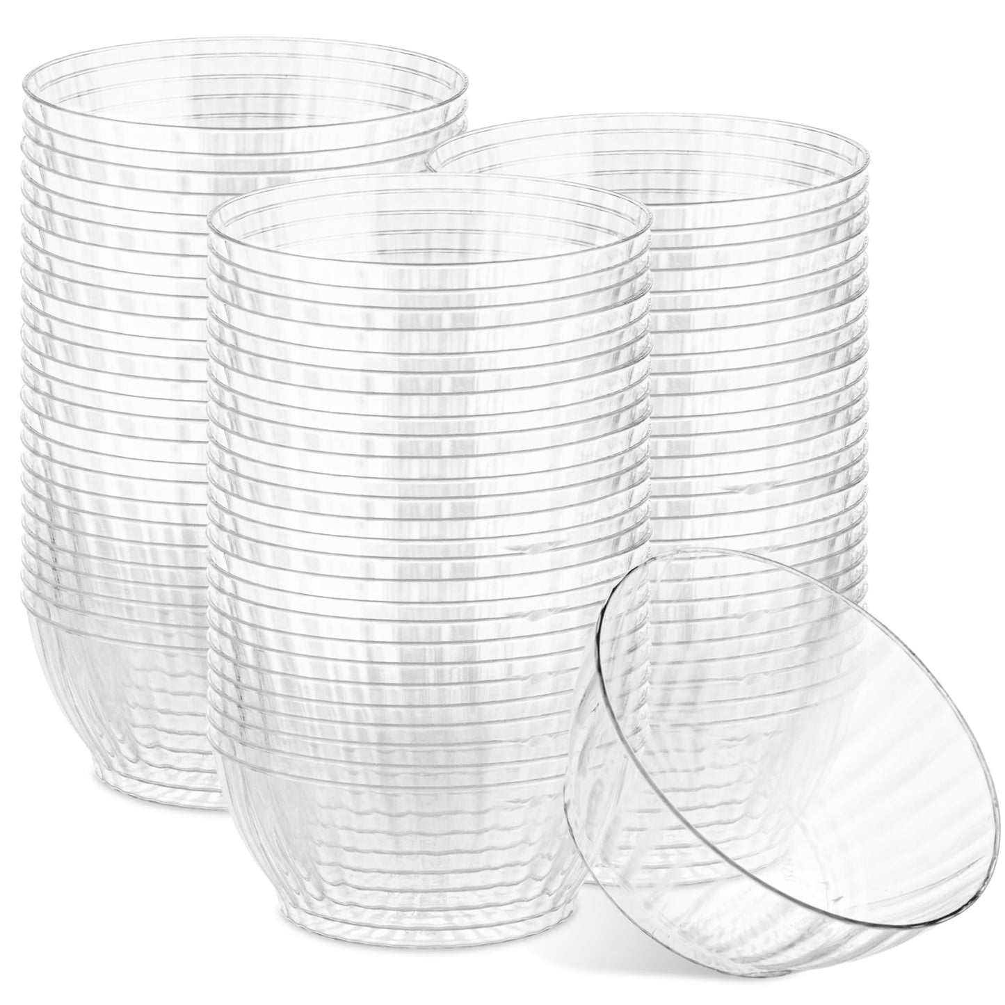 PLASTICPRO 200 Pack Small Plastic Bowls Crystal Like 6 oz Bowls Elegant Bulk Pack Clear Plastic Bowls for Party and Occasions