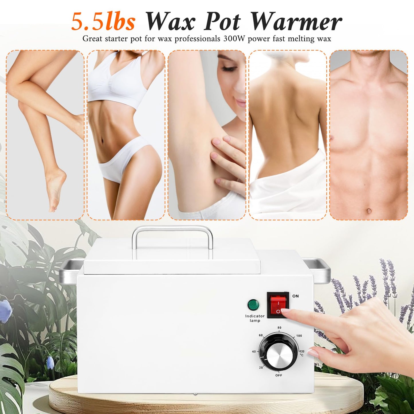 5.5 lbs Wax Pot Warmer Professional for Hair Removal,Large Wax Pot with 32-248℉(0-120℃) Temperature Adjustment Settings for Home,Beauty Salon,Spa,Barber Shop,Gift
