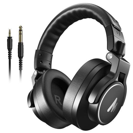 MAONO Professional Studio Monitor Headphones - Over Ear Closed Back Headphones Wired with Detachable Cable for Podcast, Recording, DJ, Music, MH700 Black