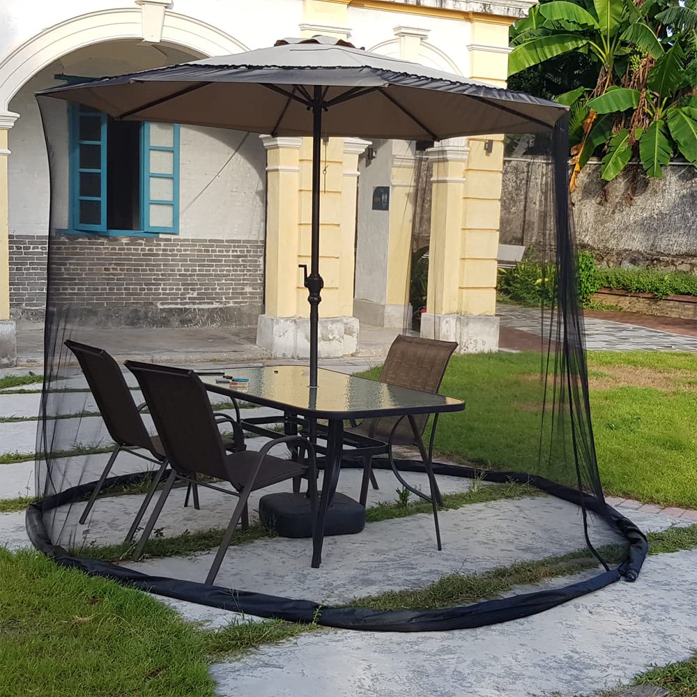 Tiimmgaal 10FT Mosquito Net for Patio Umbrella Outdoors Screen Polyester Hanging Tent （Mosquito Net Only） (10FT)